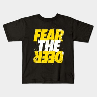 Fear the Deer - Yellow and White Text Kids T-Shirt